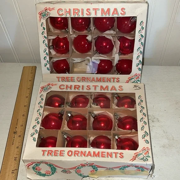 2 boxes Poland mercury hand blown glass Christmas ornaments