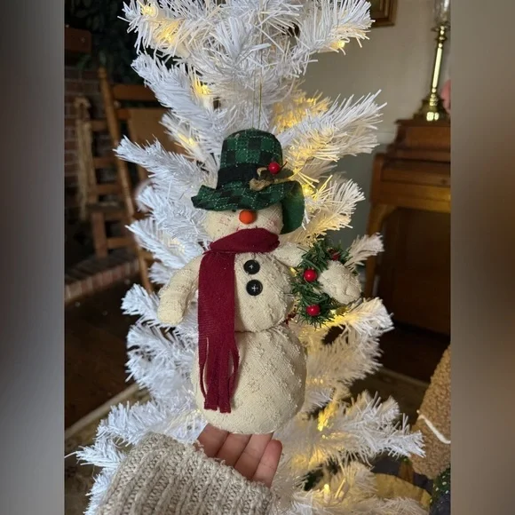 Vintage 1992 Festive Snowman Ornament with Red Scarf