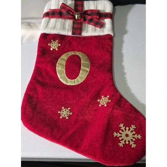 Christmas Stocking 17 Inches Letter O NWOT‎ Plaid