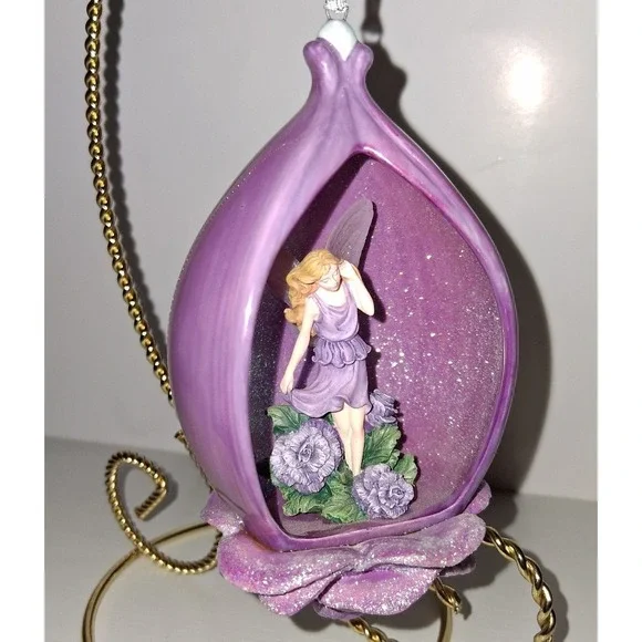 2001 Bradford Exchange Secret Gardens Heirloom Porcelain Ornament Purple Fairy