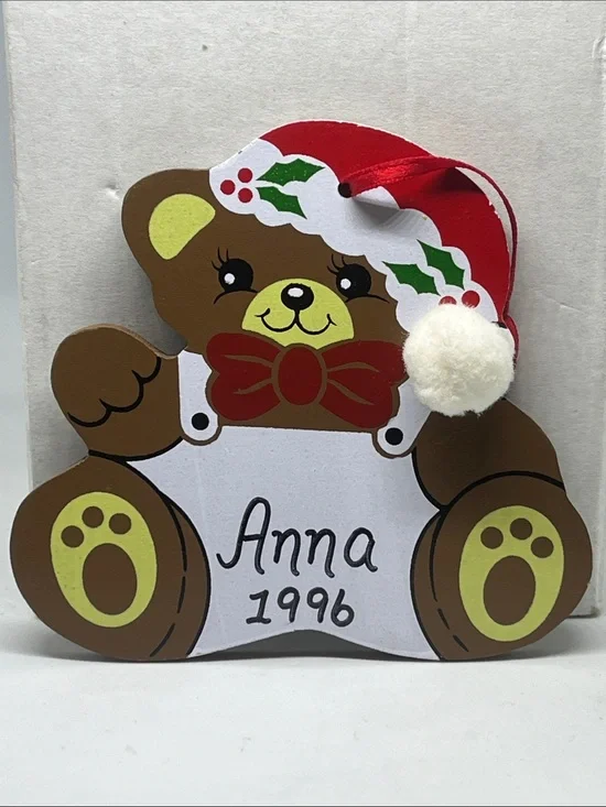 Vintage 1996 Personalized Teddy Ornament 