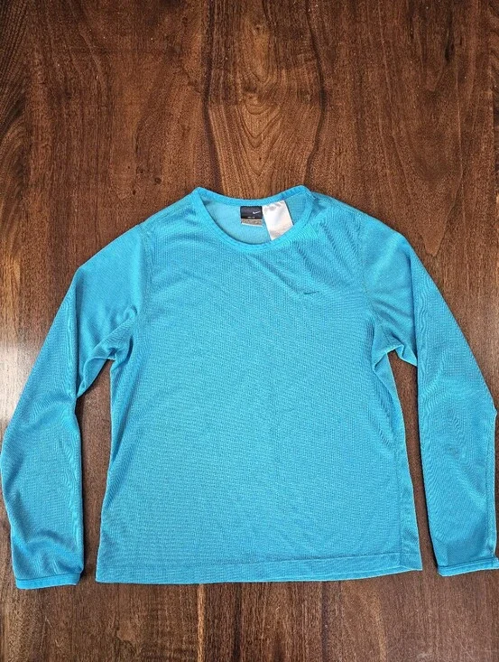 Nike Women's Dri-Fit Long Sleeve Aqua Blue Activewear Top Size Medium