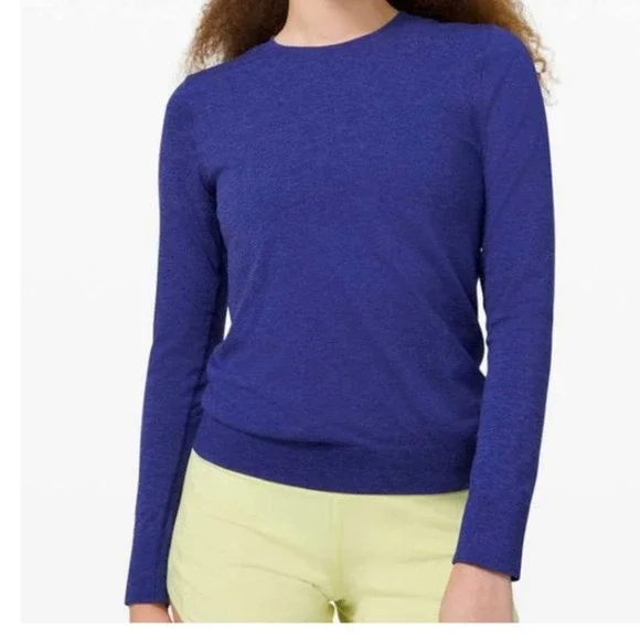 Lululemon Swiftly Tech Long Sleeve Crew Royal‎ Blue Heathered Workout Top sz 4