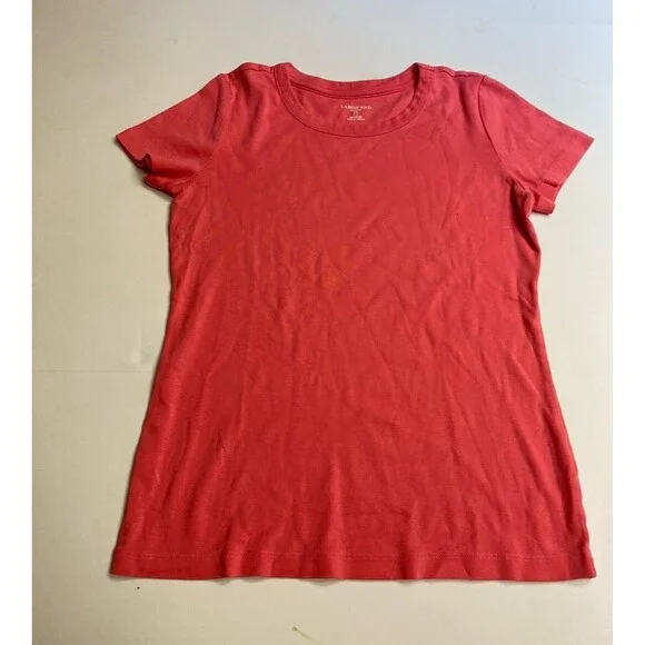 Lands' End Women's Pink Solid Scoop Neck Short Sleeve 100% Cotton T-Shirt XS