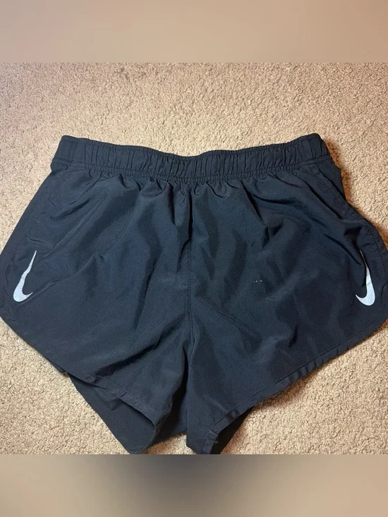 Nike Black Athletic Running Shorts with White Swoosh