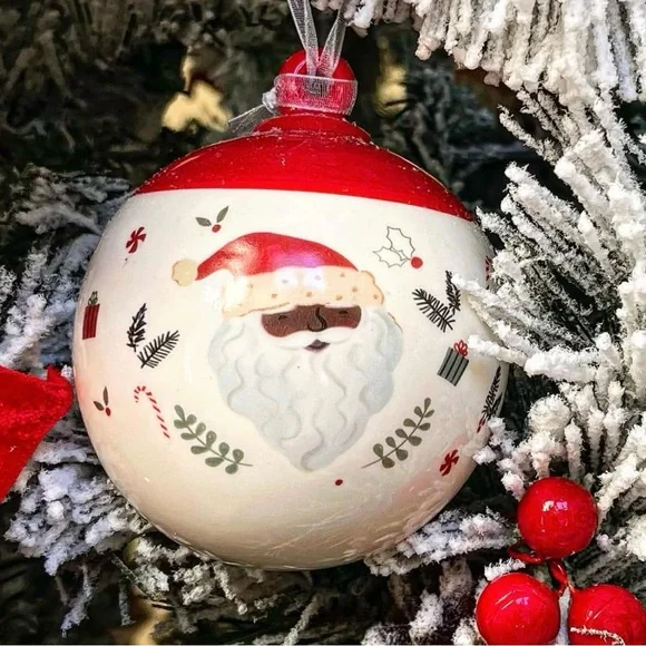 Prima Design Ceramic African American Santa Christmas Ornament
