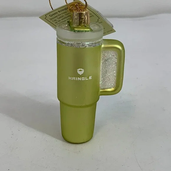 Old World Kringle Stanley Green Travel Cup Christmas Ornament‎ With Tags