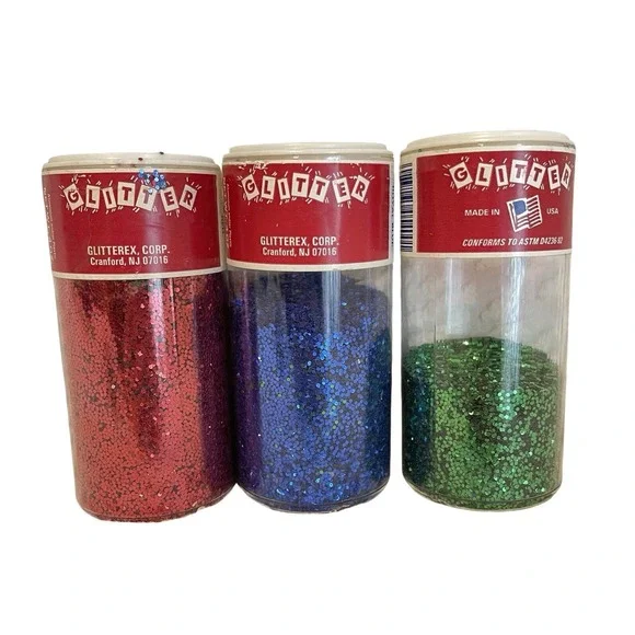 Glitterex Vintage Aluminium Green Red Blue SPARKLE Christmas Glitter‎ Shaker Can