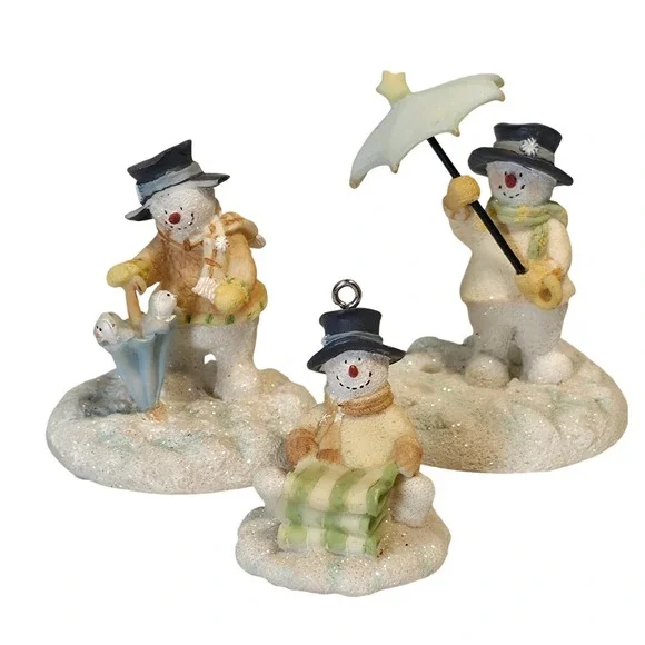 Russ Berrie Ice Sculptures Snowman Family Winter Magic Glad Holdings 3 Figurines