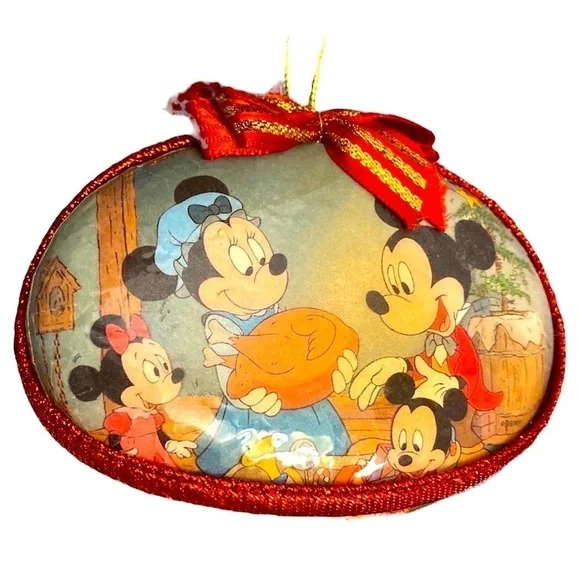 Disney’s Christmas ornament Mickey Minnie oval vintage paper mache   #6