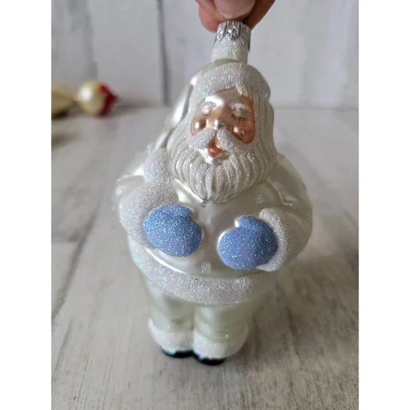 Patricia Breen white Santa‎ sleeping ornament glitter Xmas tree