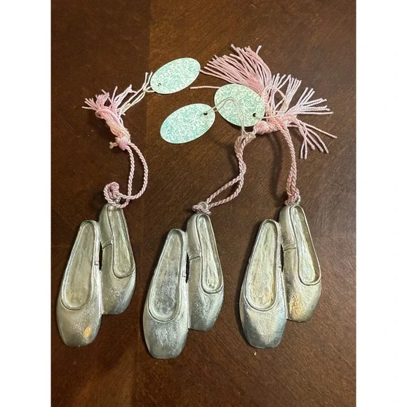 House of Morgan Pewter‎ Little Ballerina Ornament Ballet Shoes Pink Tassel