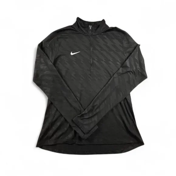 Nike Black Quarter Zip Pullover Womens L Dri-Fit Long Sleeve Athletic Top