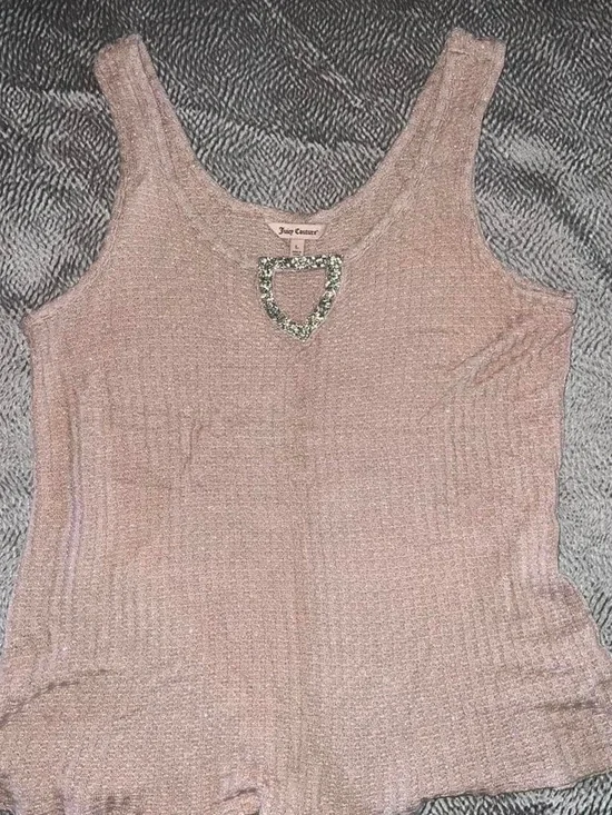 Juicy Couture Pink Shimmer Tank with Rhinestone Heart Detail