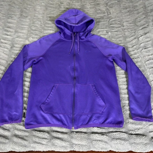 Nike Womens Therma-FIT Full Zip Hoodie Purple Fleece Jacket 683656-547 Small