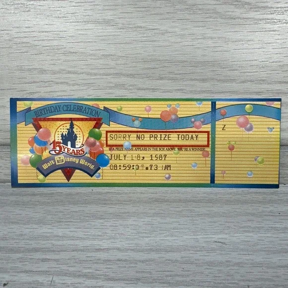 Walt Disney‎ World 15 Years Birthday Prize Ticket 1987 Vintage - 7