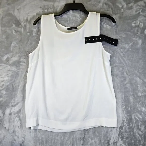 Cop. Copine Womens Agnes Sleeveless Top Blouse 38 White Black Metal Stud Detail
