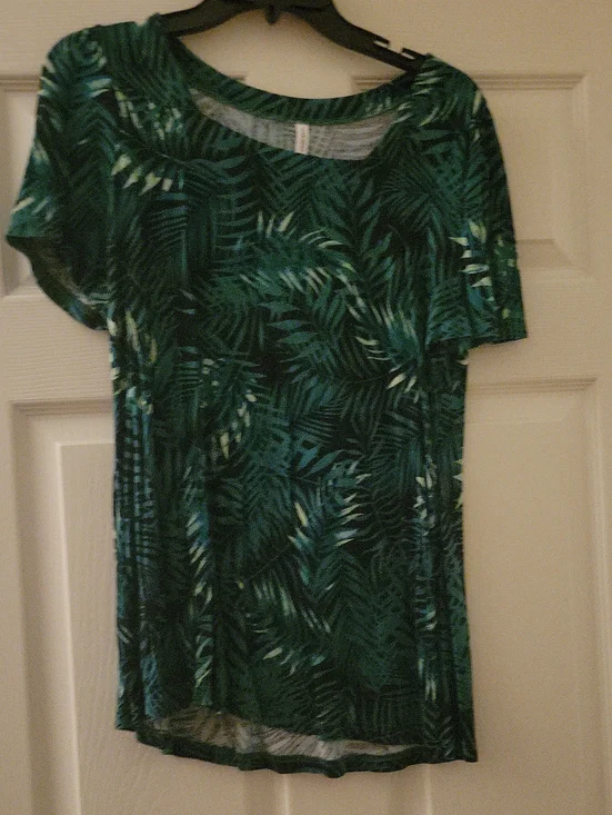 Women’s Emerald Green Tropical-Print Short Sleeve Tee