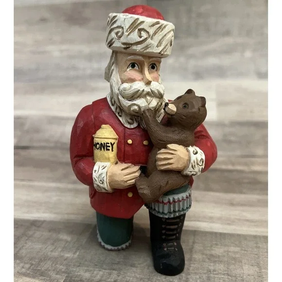 Santa Bear & Honeypot figurine by Midwest‎ Importers Cannon Falls 5 3/8