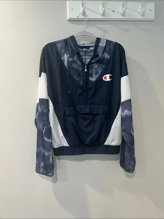 Champion Navy and White Pullover Anorak