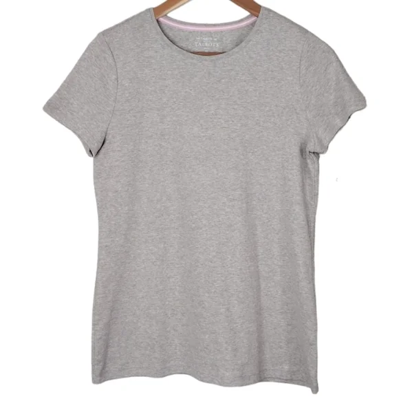 NWT Talbots Petite Women's Cotton Summer Gray Pullover Short Sleeve Tee Size MP