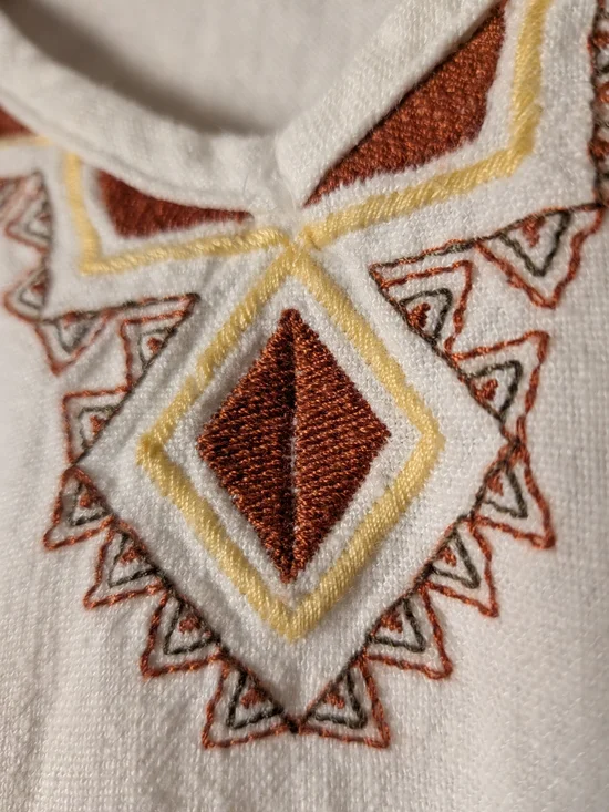 Sonoma Linen Blend Embroidered Boho Peplum Top Small