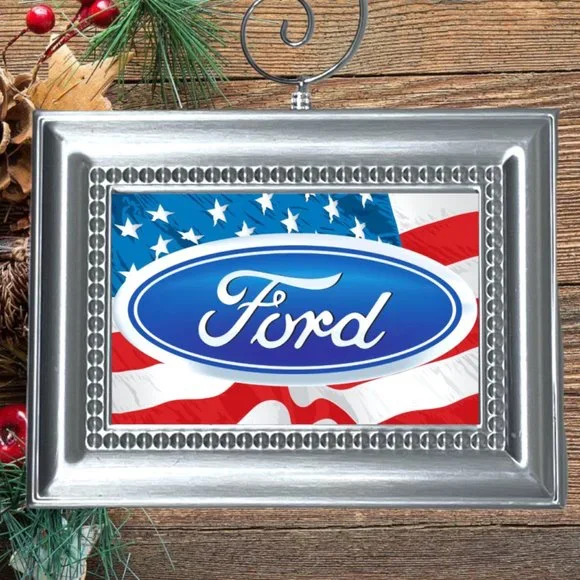 Ford Logo Emblem American Flag Christmas Tree‎ Ornament