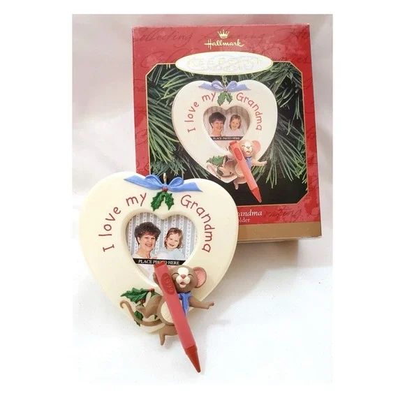 Hallmark FOR MY GRANDMA Christmas Ornament love heart picture frame Dated 1999‎