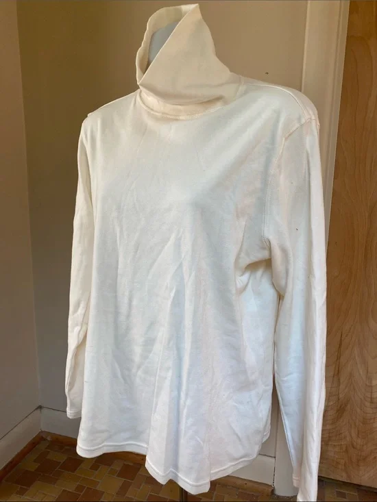 Studio Works Cream Turtleneck Long Sleeve Tee