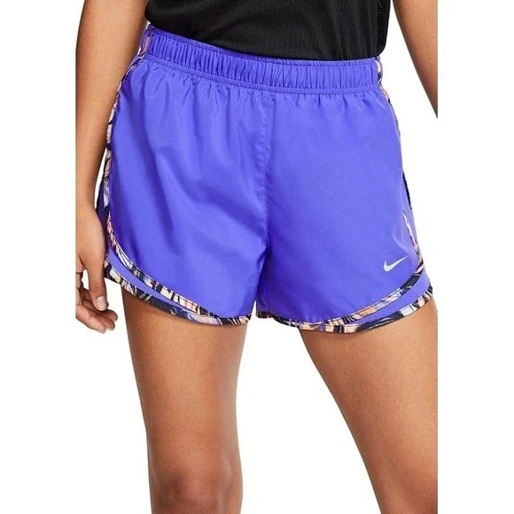 Nike Tempo Running Shorts Womens Med Purple Tropical Palm Trim Dri-FIT Athletic