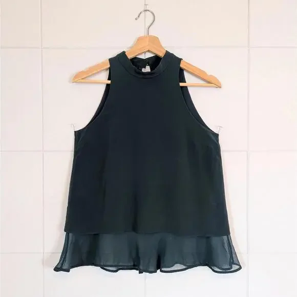 Elizabeth and James 100% silk cutaway halter flowy tank blouse