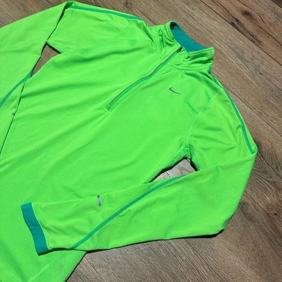 Nike Neon Green Dri-FIT Element Half-Zip Running Pullover Women XS