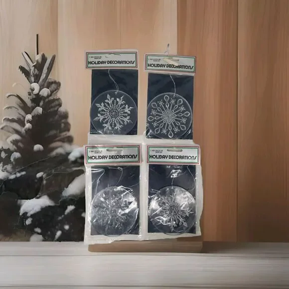 Crystalline Snowflake Ornaments VTG 1978 NOS Hong Kong Household Merchandising