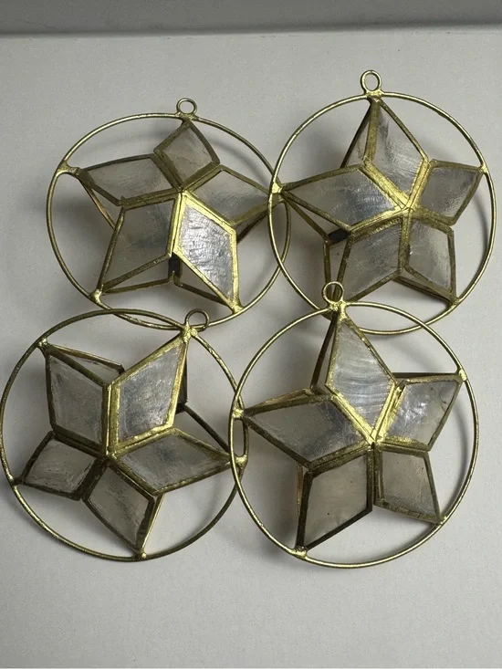 Mini Parol Capiz Ornament, four pieces crafted in the Philippines