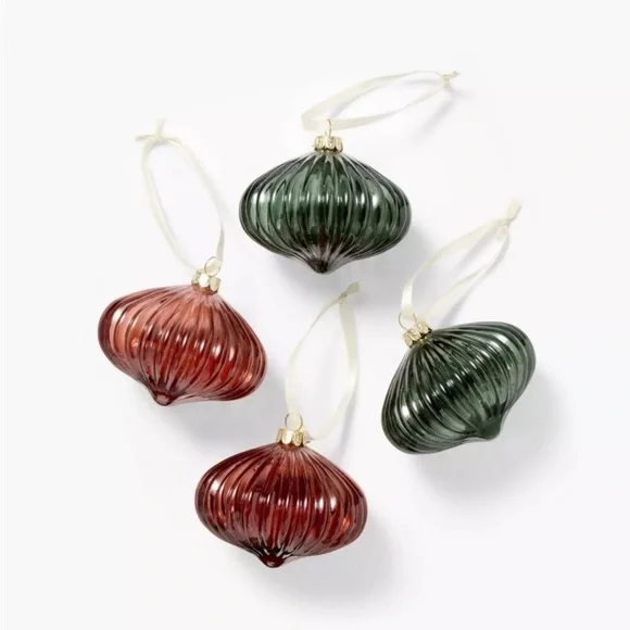 Threshold Studio McGee 4pc Colored Glass Ornaments