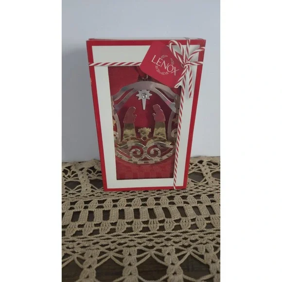 Lenox Stamped Nativity Ornament 3.9