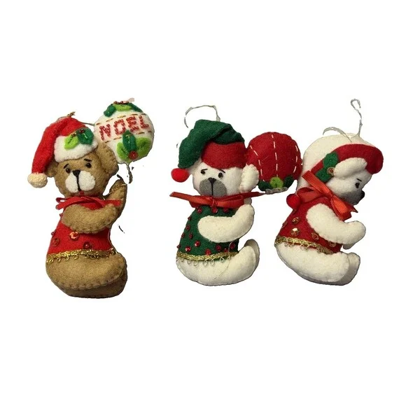 Lot of 3 Vintage Felt Stocking Ornaments 5