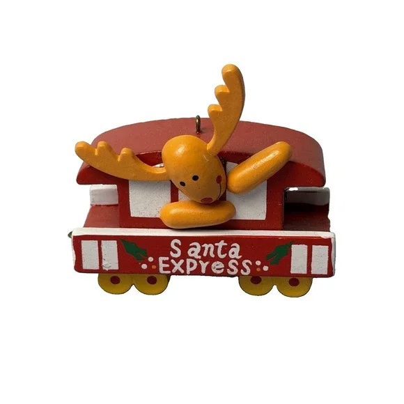 Avon Christmas Train Caboose Ornament With Santa Express And Reindeer 1987