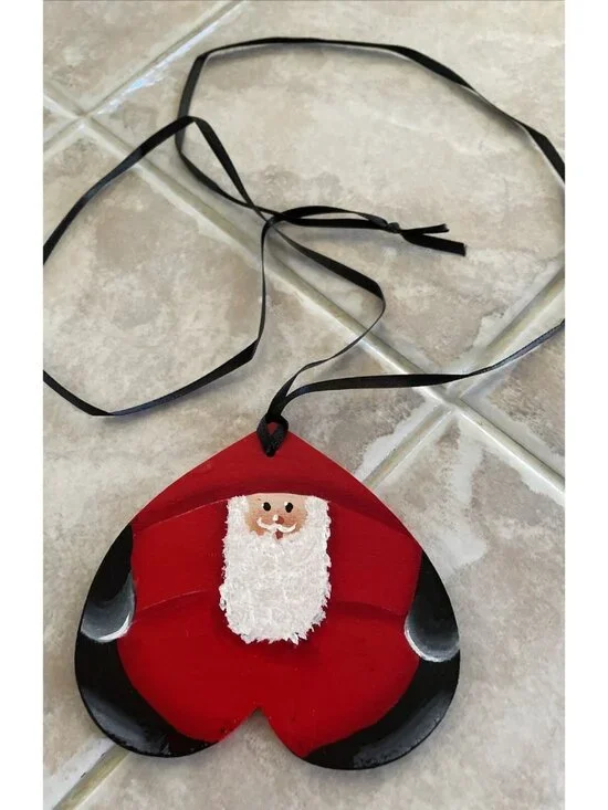 Santa-Hand Painted Wooden Santa Christmas Ornaments