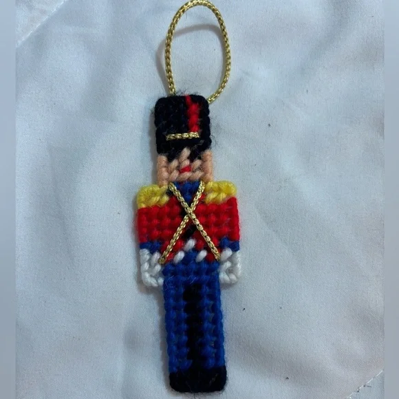 Soldier Nutcracker Ornament with Red and Blue 4” tall