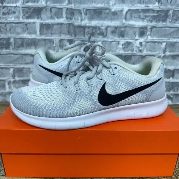 Nike Free RN 2017 White Black Pure Platinum Running 880840-101 Womens Size 8 New