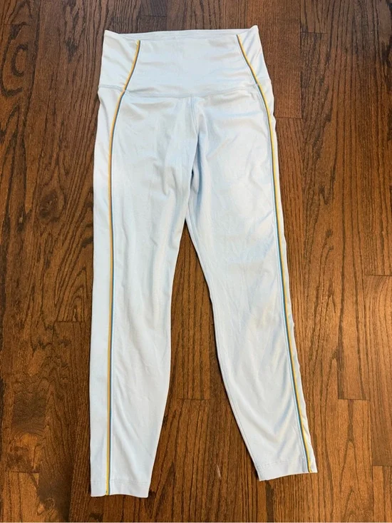 Nike Pale Blue Leggings with Yellow Side Piping