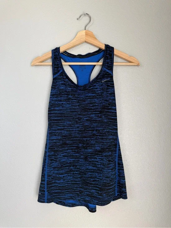 Nike Black and Blue Space-Dye Racerback Tank