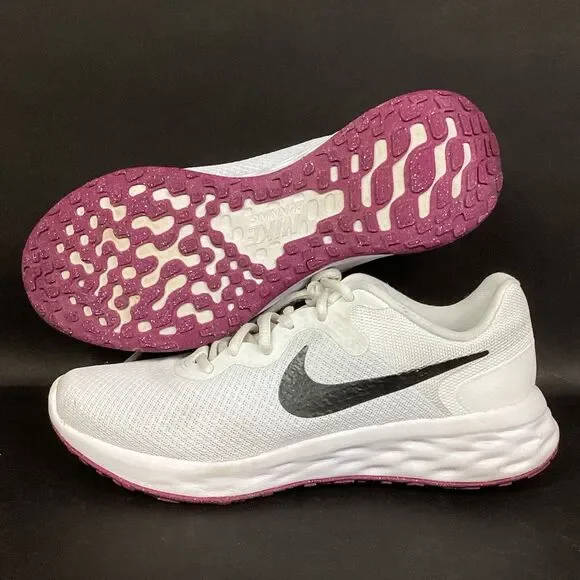 Nike Revolution 6 Next Nature Womens Sz 8 White Vivid Purple Low Shoe DC3729-106