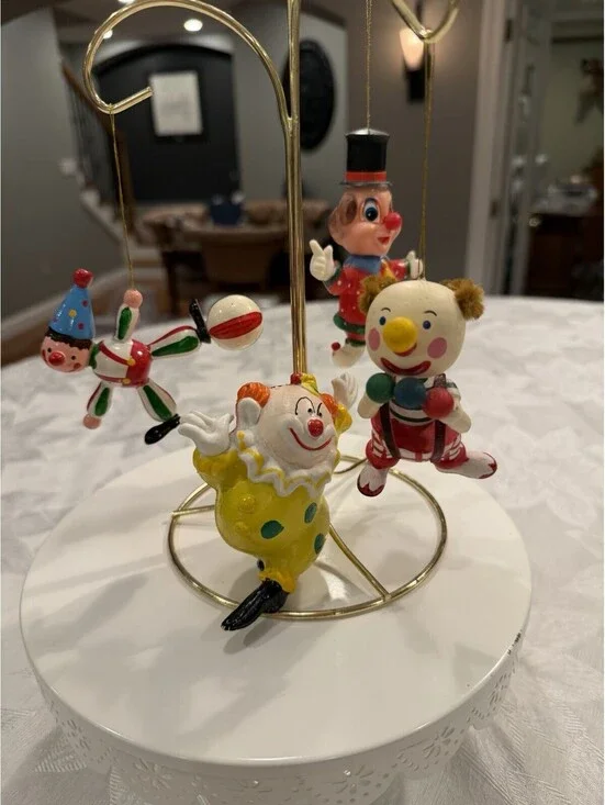 Vintage Clown Christmas Ornaments Set Of 4