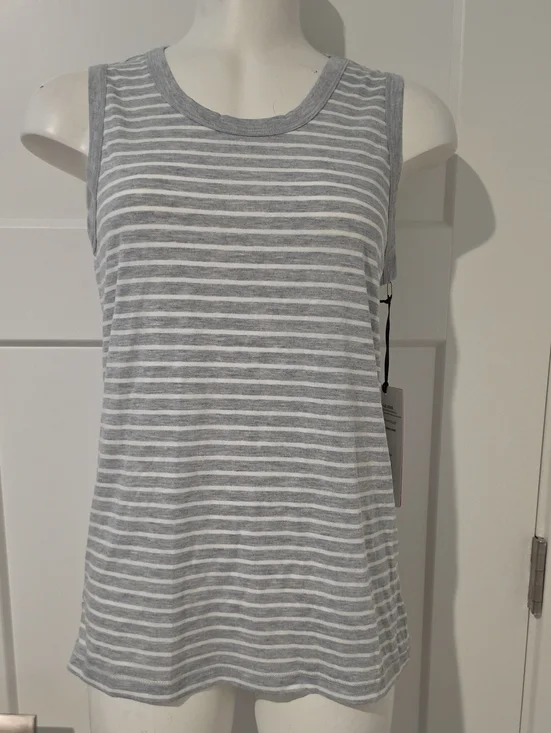 NWT Yogalicious Striped Sleeveless Tank Top With Open Drape Back