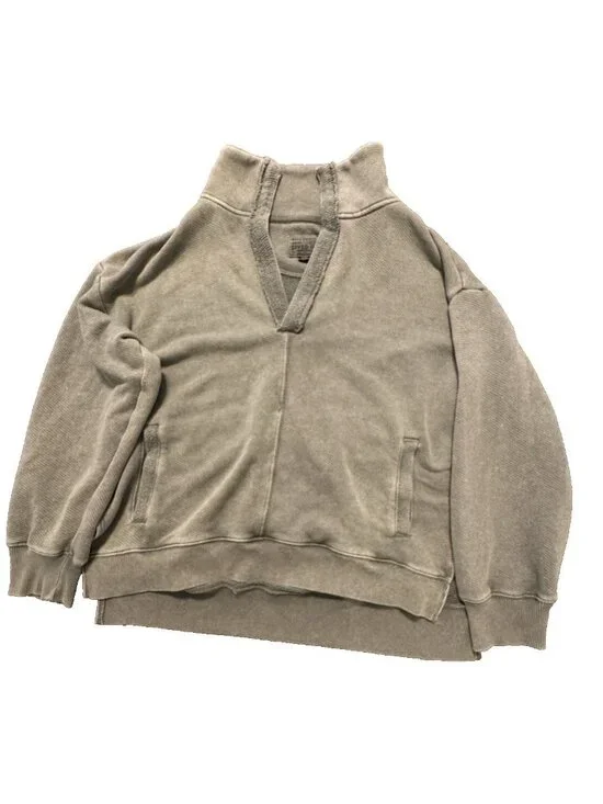 American Eagle Seriously Lived In Pullover Sweatshirt V Neck Pockets Medium Sage