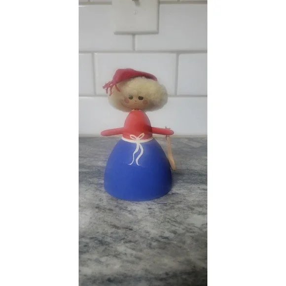 Vtg Swedish Christmas Wooden Skandinavisk Hemslöjd Tomte Girl Santa Hat  5