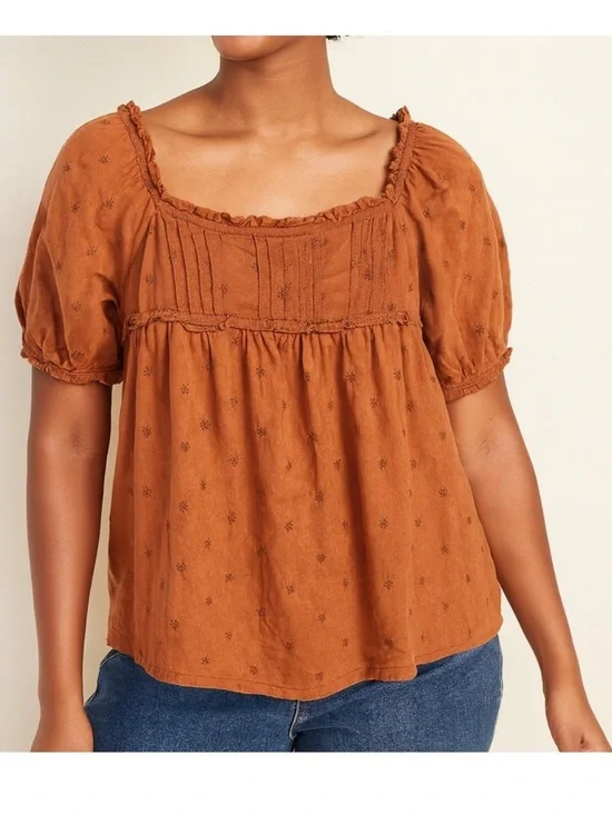 Old Navy Puffed Sleeve Babydoll Peasant Blouse