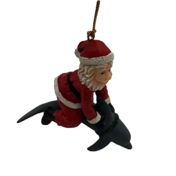 Santa Claus Riding Dolphin Ornament